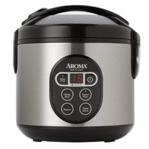 Aroma Housewares 8-Cup Digital Cool-Touch Rice Cooker and Food Steamer with Stainless Steel, Silver
