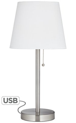 360 Lighting Flesner Brushed Steel Table Lamp with USB Port