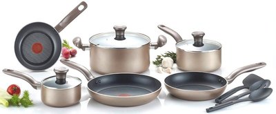 T-fal Metallics Thermo-Spot Cookware Set, 12 Pieces