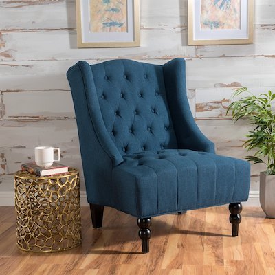 Clarice Tall Wingback Fabric Accent Chair