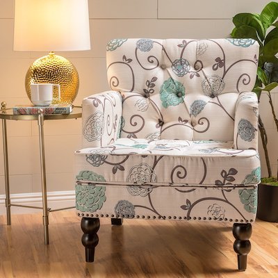 Medford Floral Fabric Club Chair