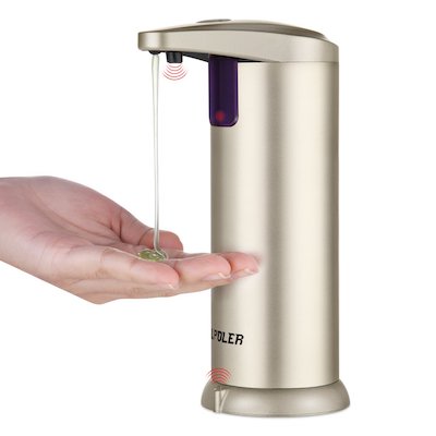 LPOLER Soap Dispensers, 280ML Automatic Touchless Stainless Steel