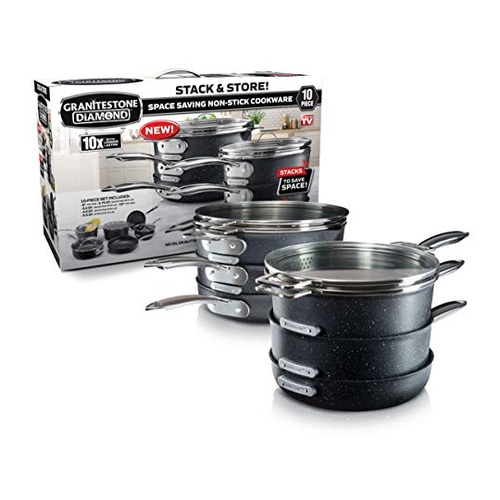 Ultra Nonstick Stackable Pots & Pans by Granite Stone